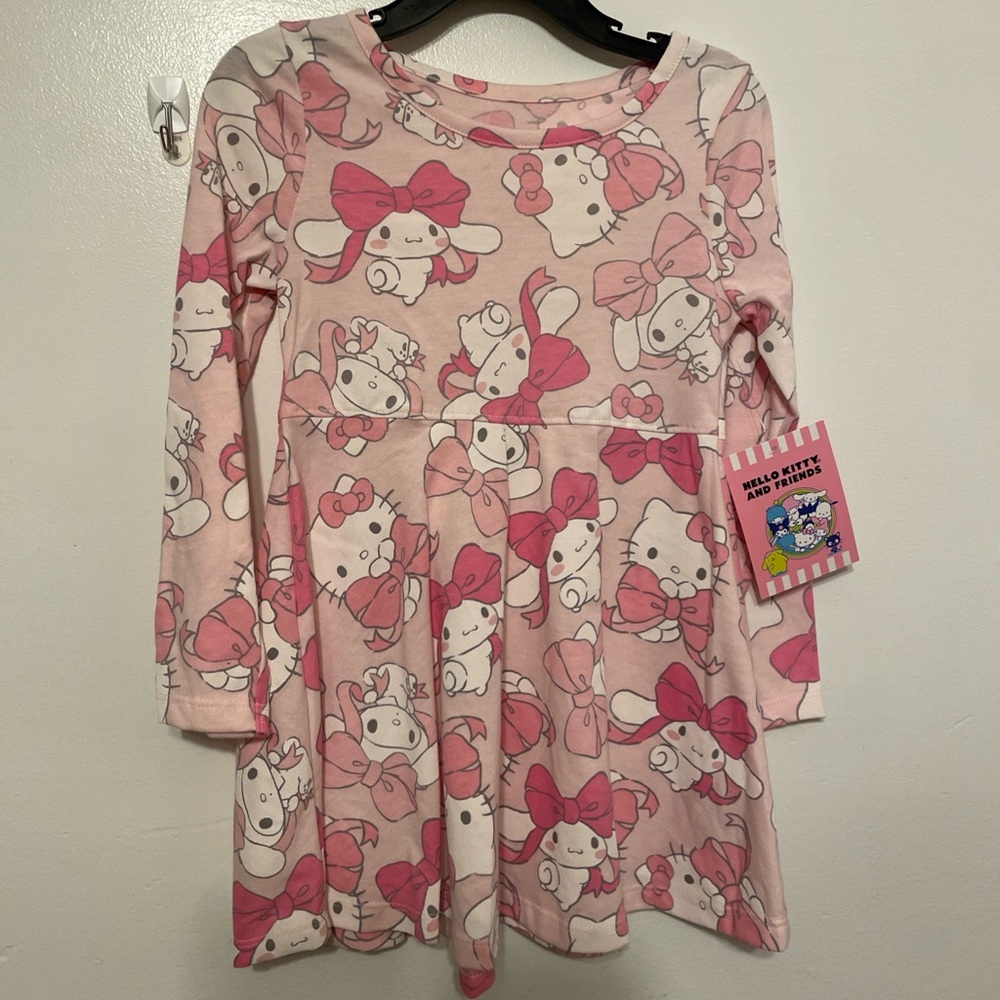 Hello Kitty and Friends Sanrio Girls Fit & Flare 3T Pink Long Sleeve Dress